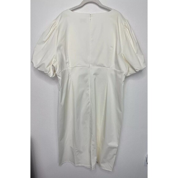 J.Crew Size 24 Cutout Puff Sleeve Sheath Dress In Cotton Twill Ivory Lined NWT - Picture 14 of 16